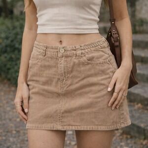 Fossil Women's Brown Corduroy Micro Mini‎ Skirt Y2K Boho Casual Size 10